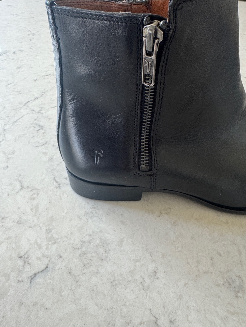 Frye Black Leather Zip Ankle Boots size 8.5 B - Picture 5 of 7